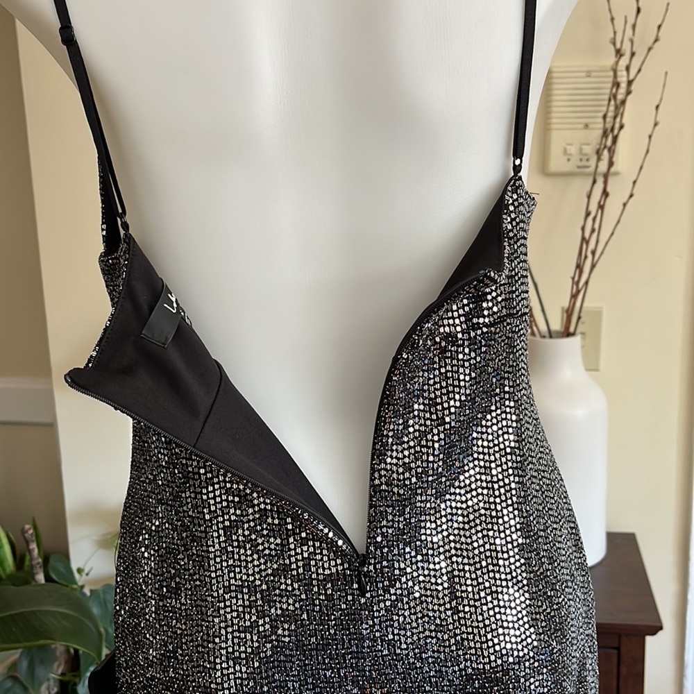🖤🤍Lulus Silver Sequin Sparkle Party Dress- Women- M-Black- NWT - Picture 11 of 16